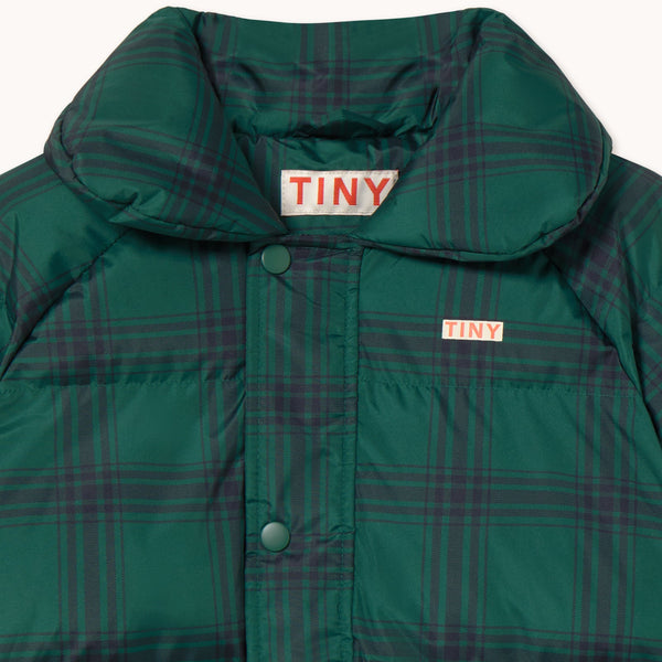 Green Checked Quilted Padded Overalls