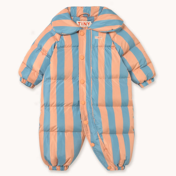 Nude Blue Stripes Padded Baby Pramsuit