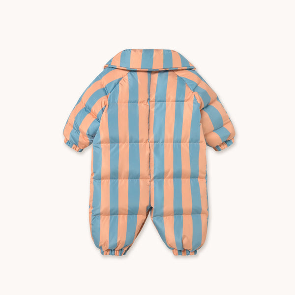 Nude Blue Stripes Padded Baby Pramsuit