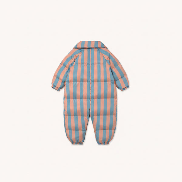 Nude Blue Stripes Quilted Padded Overalls