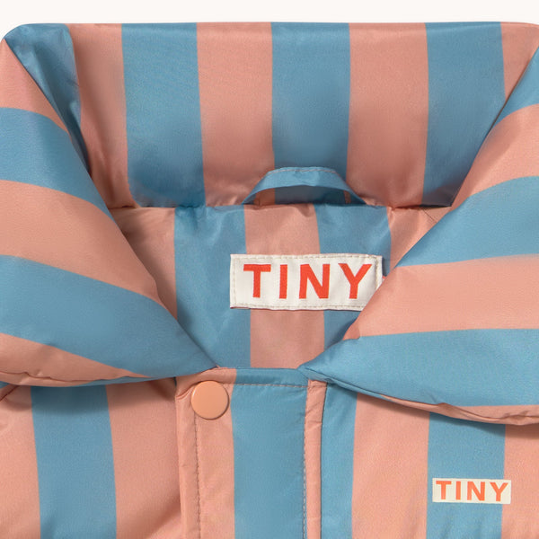 Nude Blue Stripes Quilted Padded Overalls
