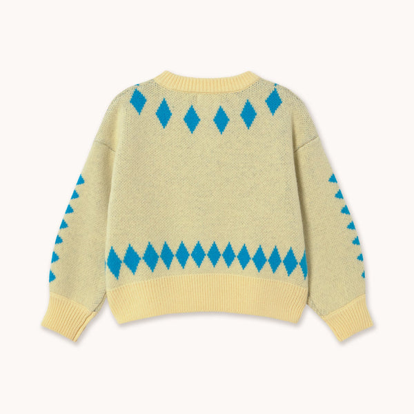 Brown Dogs Print Wool Cardigan (Dusty Yellow)