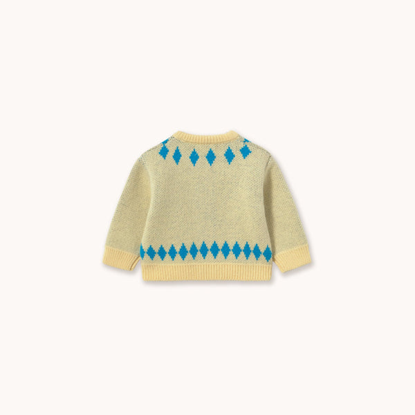 Brown Dogs Print Wool Baby Cardigan (Dusty Yellow)