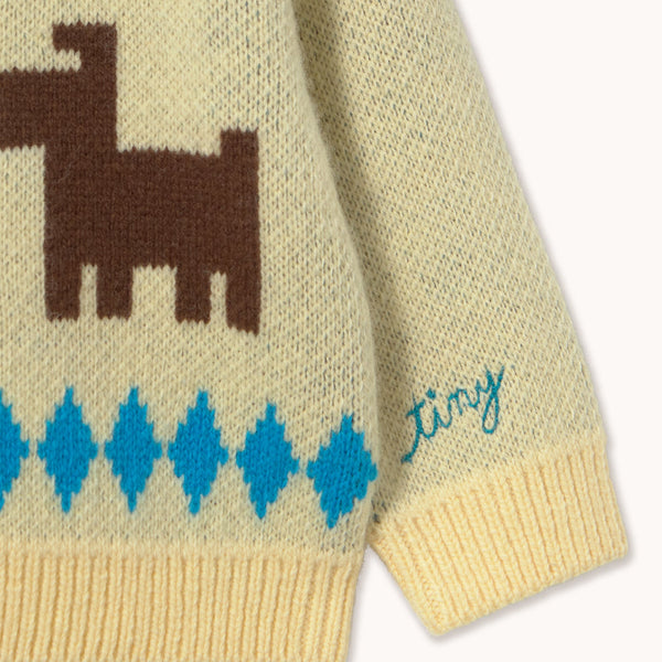 Brown Dogs Print Wool Baby Cardigan (Dusty Yellow)