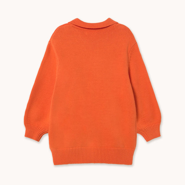 Deer Print Collared Cotton Cardigan (Warm Red)