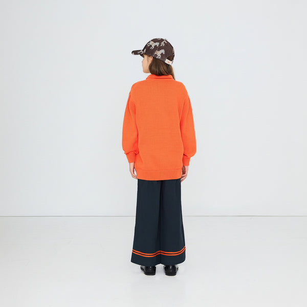 Deer Print Collared Cotton Cardigan (Warm Red)