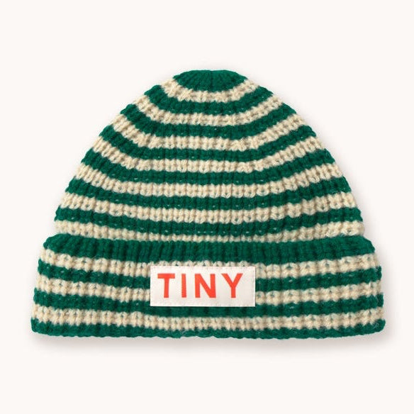 Stripes Wool Knit Beanie (Dark Green)