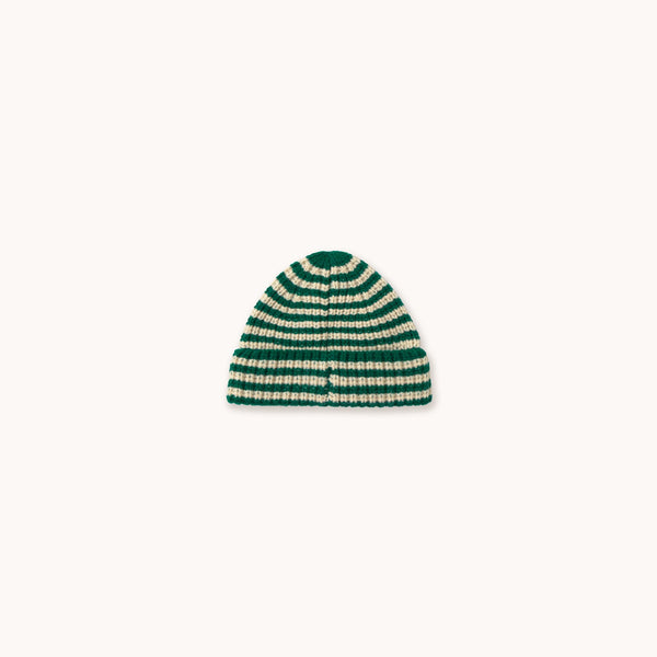 Stripes Wool Knit Beanie (Dark Green)