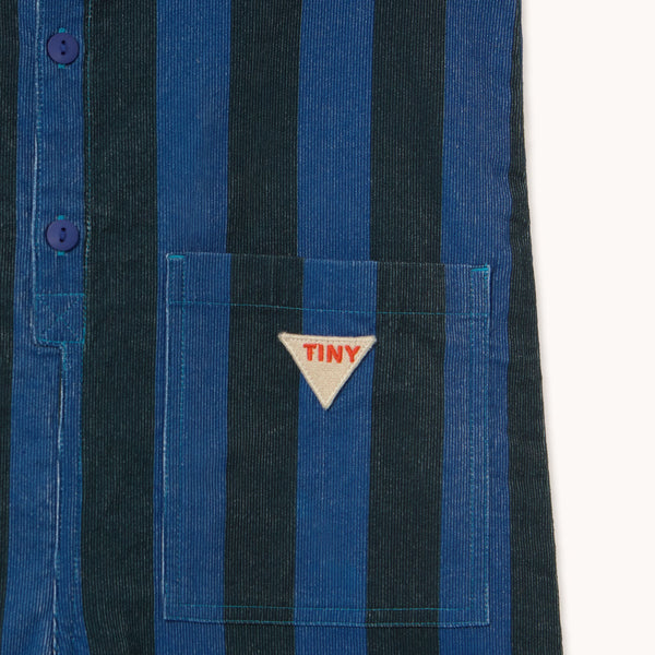 Blue Stripes Sleeveless Cotton Corduroy One Piece Overall (Petrol Blue)