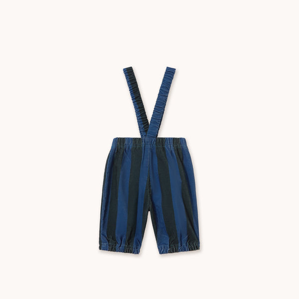 Blue Stripes Cotton Baby Corduroy Pants with Braces (Petrol Blue)