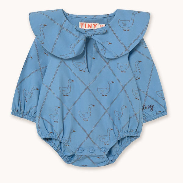 Geese Print Poplin Cotton Baby Long-Sleeved Bodysuit Romper