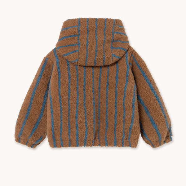 Stripes Teddy Sherpa Hoodie (Light Brown)