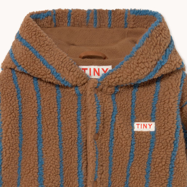 Stripes Teddy Sherpa Hoodie (Light Brown)