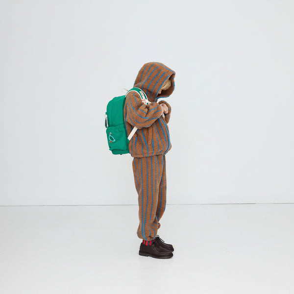 Stripes Teddy Sherpa Hoodie (Light Brown)