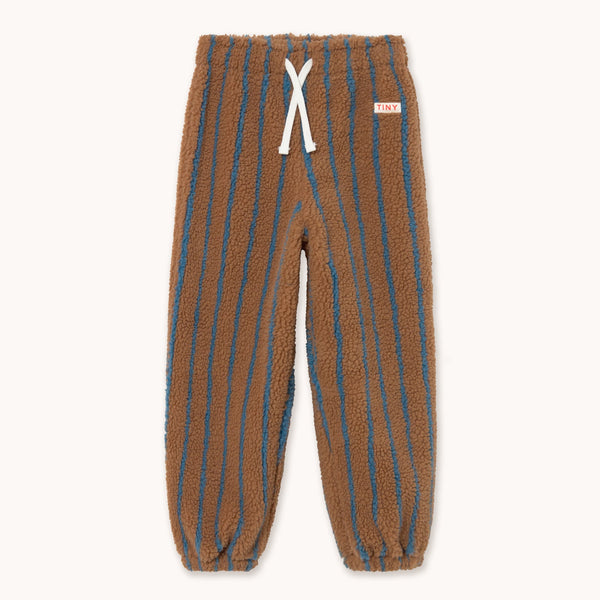 Stripes Teddy Sherpa Sweatpant Jogging Bottoms (Light Brown)