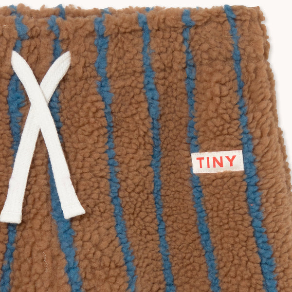 Stripes Teddy Sherpa Sweatpant Jogging Bottoms (Light Brown)