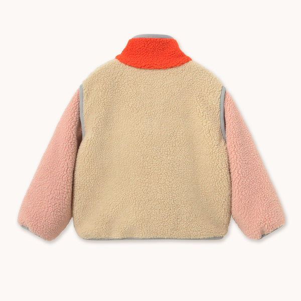 Colour Block Teddy Sherpa Jacket (Vanilla)