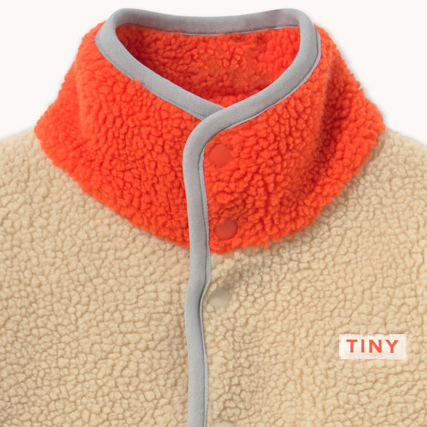 Colour Block Teddy Sherpa Jacket (Vanilla)