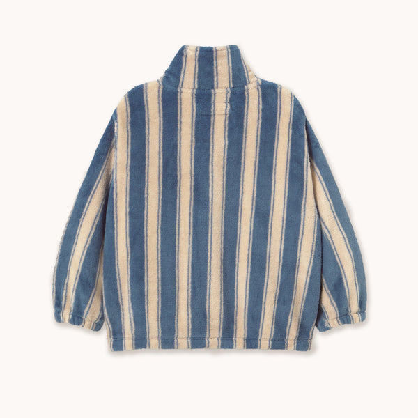 Blue Retro Stripes Polar Fleece Jacket (Petrol Blue)