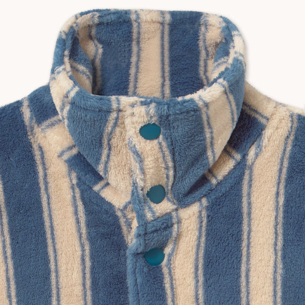 Blue Retro Stripes Polar Fleece Jacket (Petrol Blue)