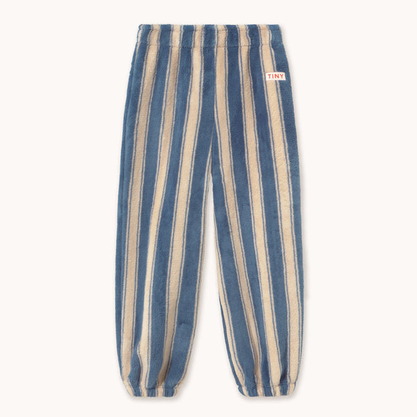 Blue Retro Stripes Polar Fleece Sweatpant Jogging Bottoms (Petrol Blue)