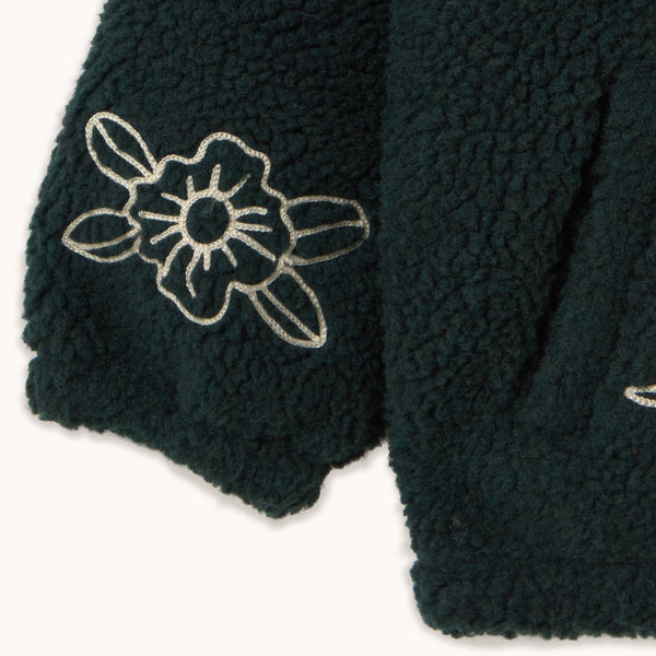 Tiny Apples Embroidered Teddy Sherpa Jacket (Ink Blue)