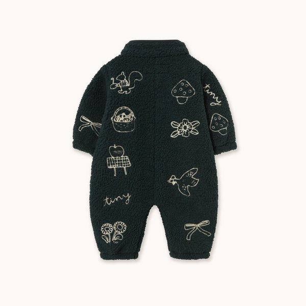 Tiny Apples Sherpa Teddy Baby Pramsuit (Ink Blue)