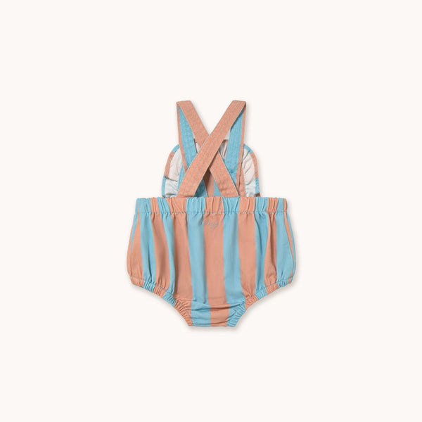 Stripes Blue and Pink Denim Cotton Baby Bodysuit Romper