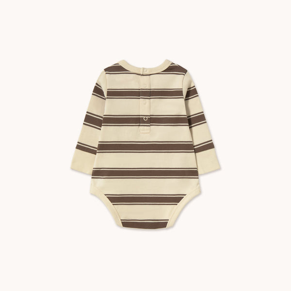 Retro Stripes Cotton Baby Long-Sleeved Bodysuit (Cacao)