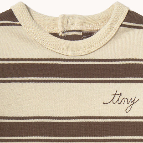 Retro Stripes Cotton Baby Long-Sleeved Bodysuit (Cacao)