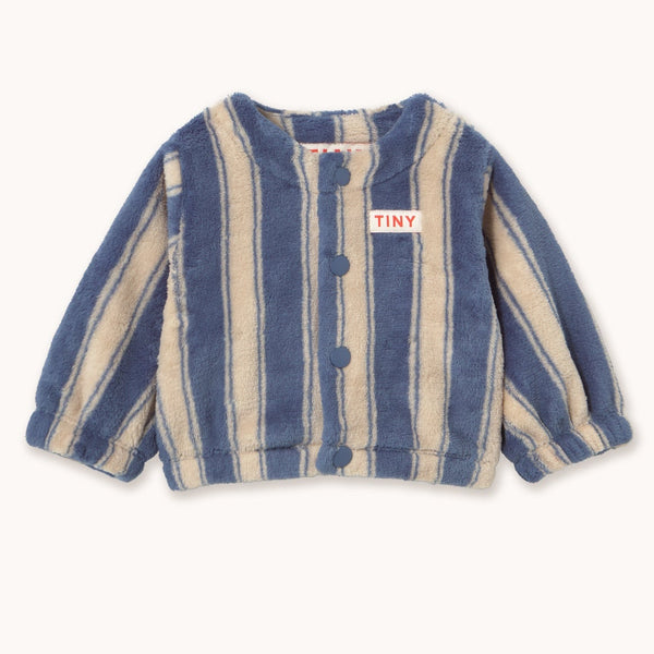Blue Retro Stripes Baby Polar Fleece Jacket (Petrol Blue)