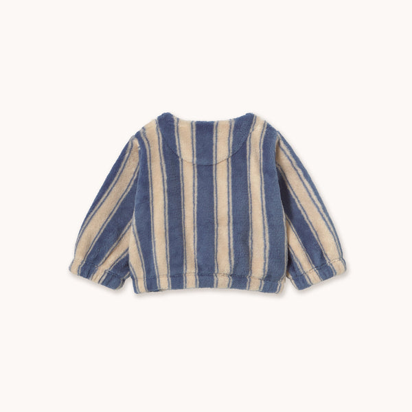 Blue Retro Stripes Baby Polar Fleece Jacket (Petrol Blue)