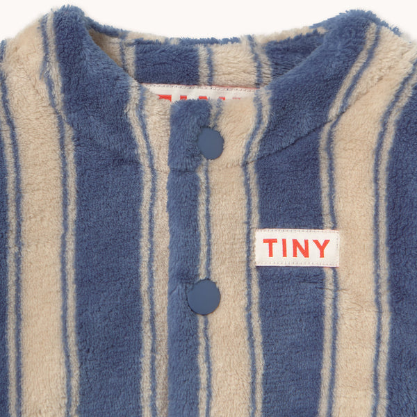 Blue Retro Stripes Baby Polar Fleece Jacket (Petrol Blue)