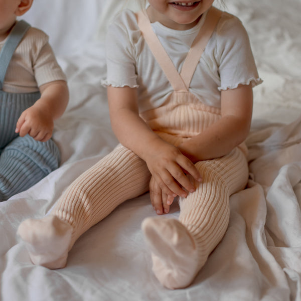 Silly Silas Hippy Wide Rib Unisex Tights with Braces (Silky Peach)