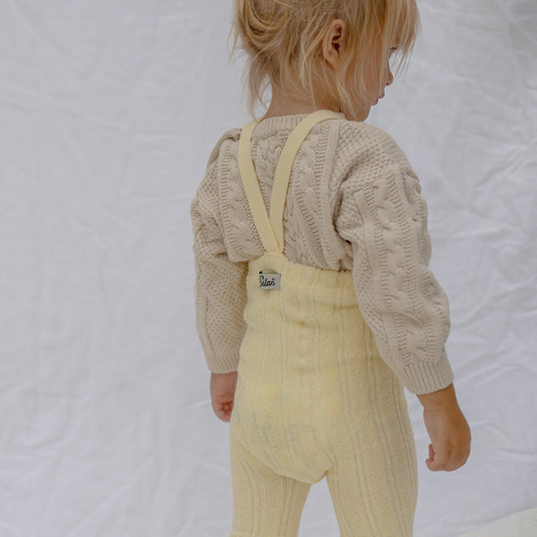 Silly Silas Soft Terry Rib Footless Tights with Braces (Lemon Icing)