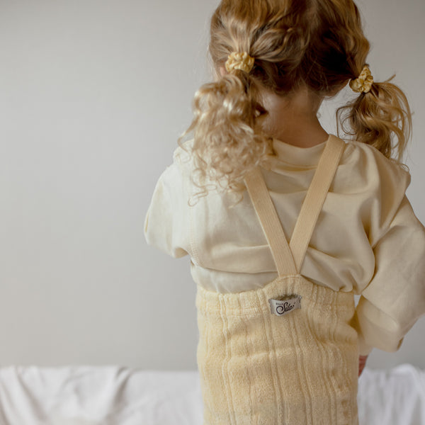Silly Silas Soft Terry Rib Footless Tights with Braces (Lemon Icing)
