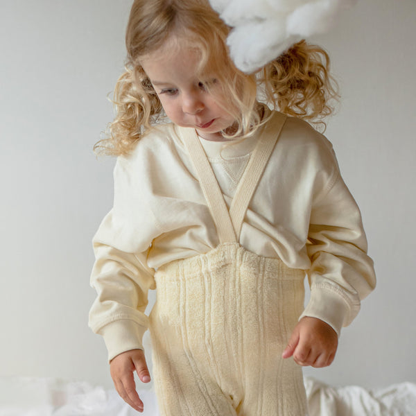 Silly Silas Soft Terry Rib Footless Tights with Braces (Lemon Icing)