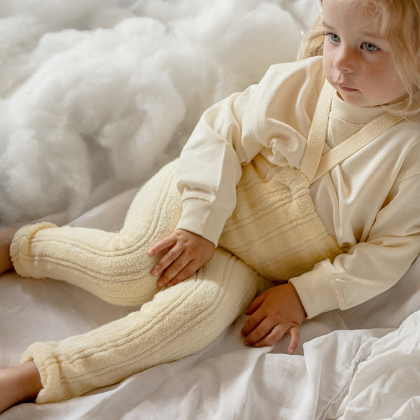 Silly Silas Soft Terry Rib Footless Tights with Braces (Lemon Icing)