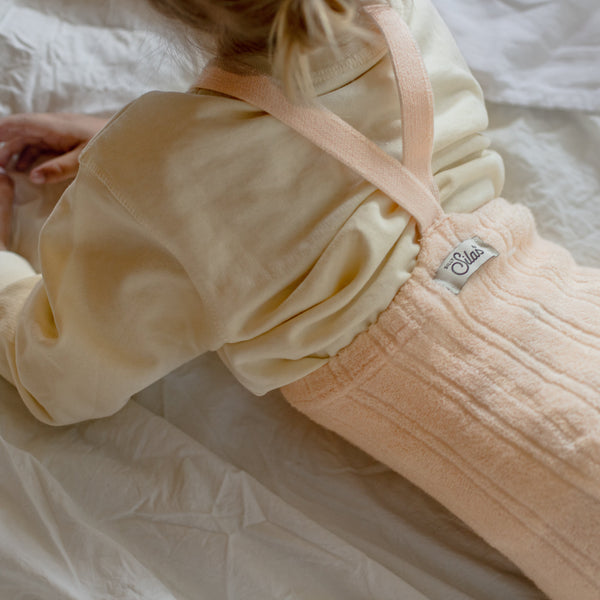 Silly Silas Soft Terry Rib Footless Tights with Braces (Silky Peach)