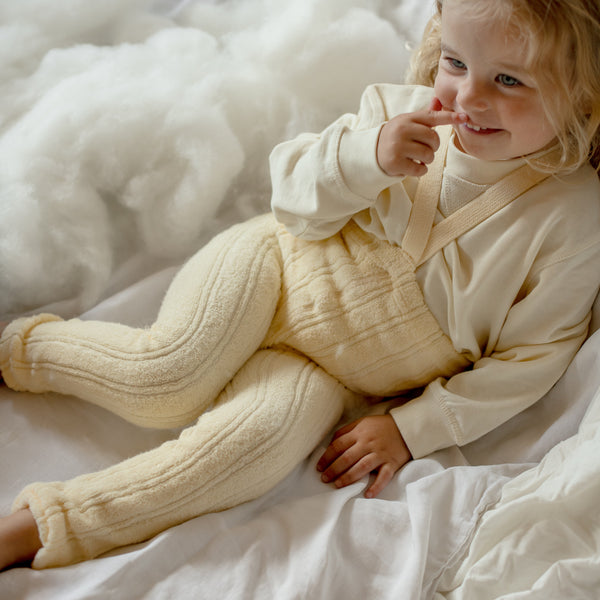 Silly Silas Soft Terry Rib Footless Tights with Braces (Lemon Icing)
