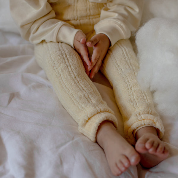 Silly Silas Soft Terry Rib Footless Tights with Braces (Lemon Icing)