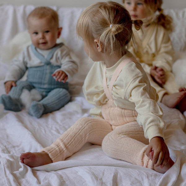 Silly Silas Soft Terry Rib Footless Tights with Braces (Silky Peach)