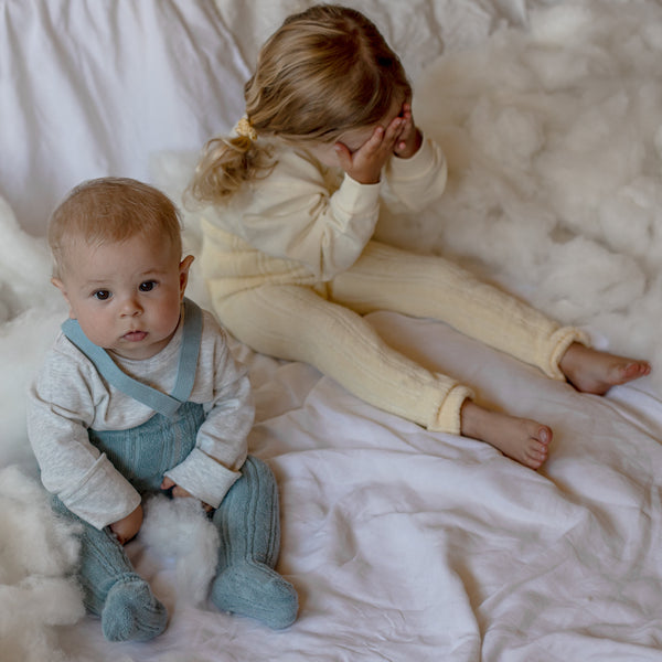 Silly Silas Soft Terry Rib Footless Tights with Braces (Lemon Icing)