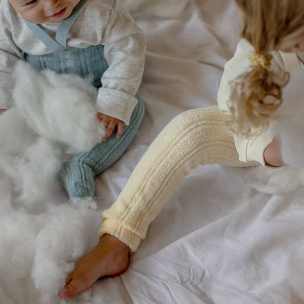 Silly Silas Soft Terry Rib Footless Tights with Braces (Lemon Icing)