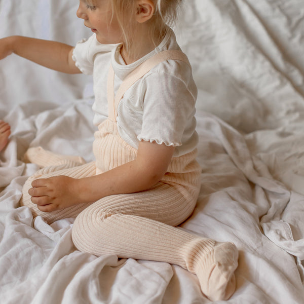 Silly Silas Hippy Wide Rib Unisex Tights with Braces (Silky Peach)