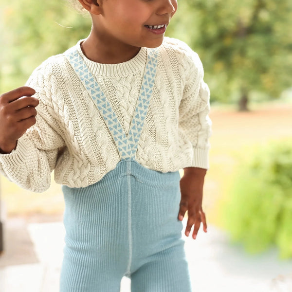 Silly Silas Unisex Tights with Pattern Braces (Misty Blue)