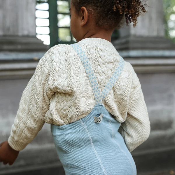 Silly Silas Unisex Tights with Pattern Braces (Misty Blue)