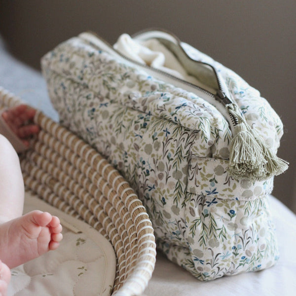 Cotton Quilted Nappy Pouch or Wash Bag (Riverbank)