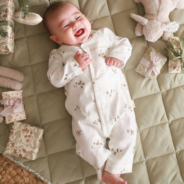 Baby Ski Scene Organic Cotton Flannel Sleepsuit