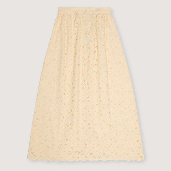 MAMA Atenea Embroidered Cotton Maxi Skirt (Macadamia)